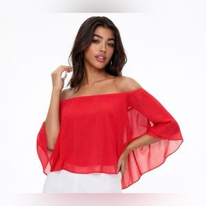 Women Chiffon top off shoulder